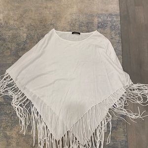 Light weight white cotton poncho